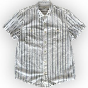 White and blue striped Lucky brand button down.